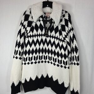 Show Me Your Mumu Sun Valley Pullover Sweater Sherpa Collar XS